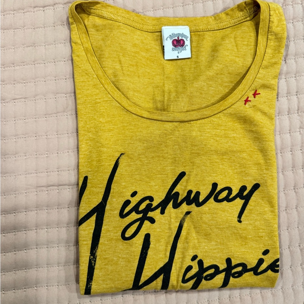 Highway Hippie Women's Short Sleeve Tee - Mustard Yellow